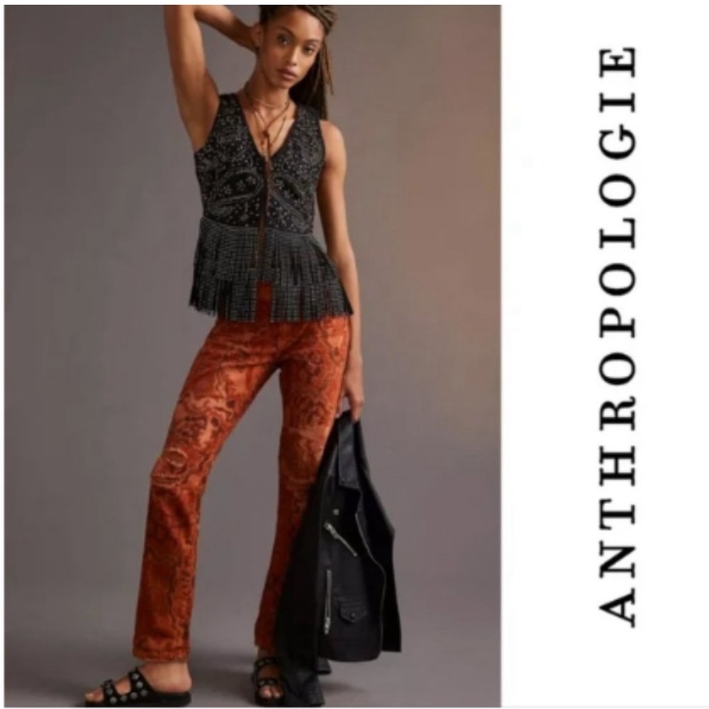 Anthropologie Pilcro Women's The Slim Boyfriend Crop Jeans Sz 28 Orange/Black